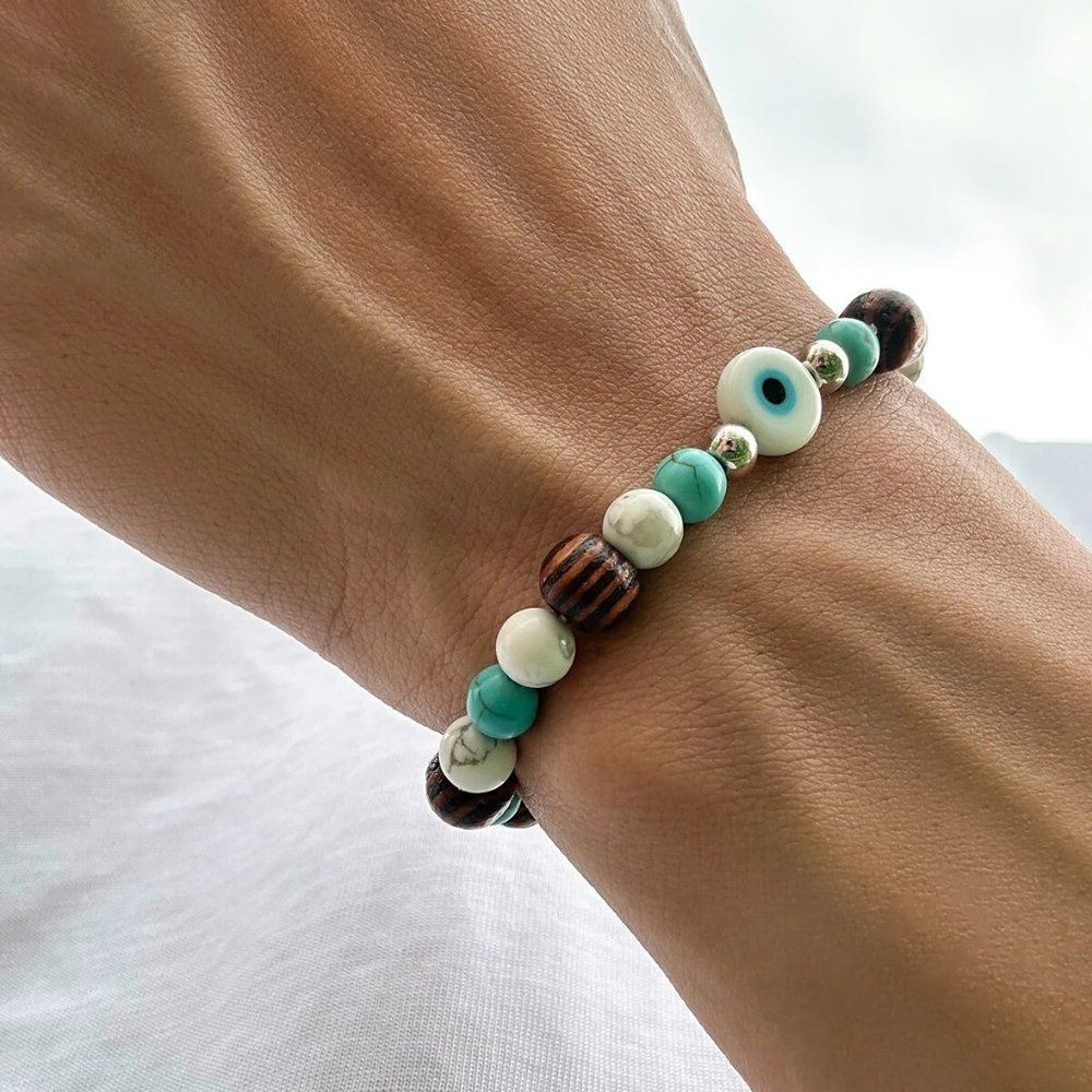 Bohemian Eye Stretch Wood Bracelet